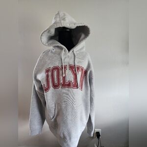 Jolyn Clothing Light Gray Hoodie with Red Logo Small